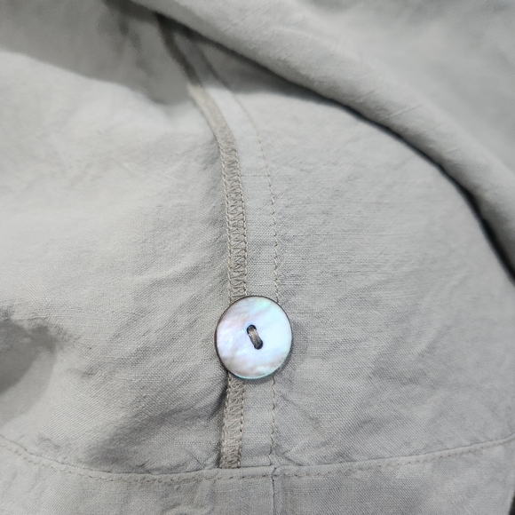 Vintage Suzen USA Linen Blend Midi Dress Mother of Pearl Buttons Small - Picture 11 of 14